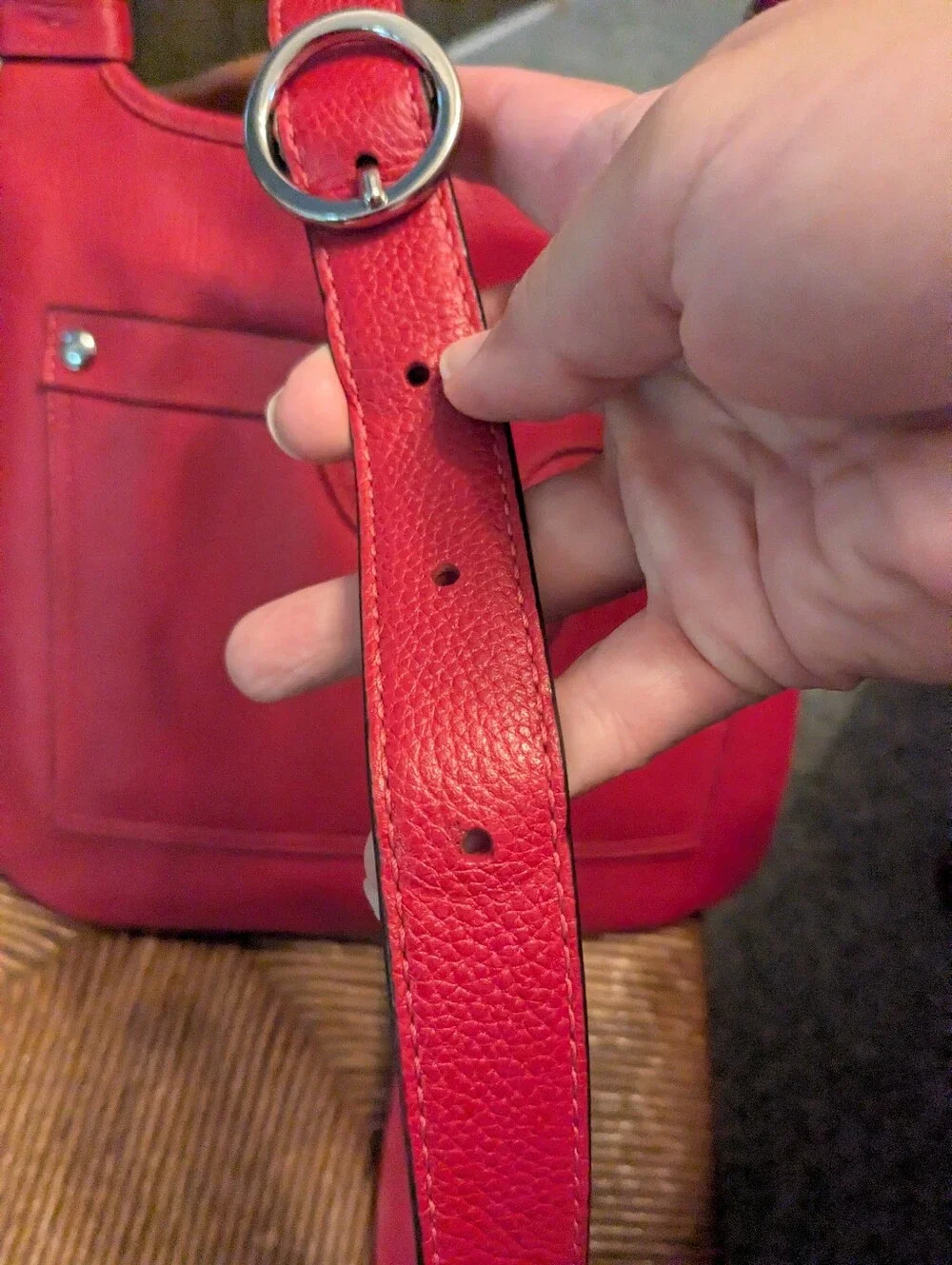 COACH Red Pebble Leather Purse w/Adjustable Shoulder Strap, Vintage, EUC!!!